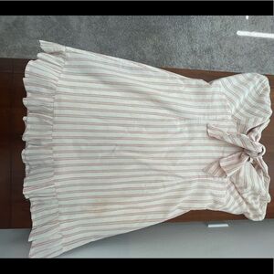 Light pink & white tube top dress. Size Medium. Small stain towards bottom.